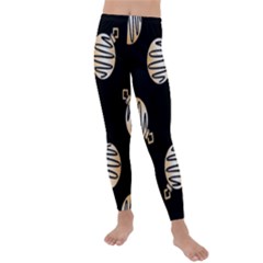Gold Ornaments Black Kids  Lightweight Velour Leggings by TetiBright