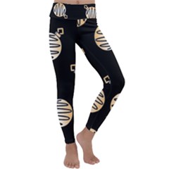 Gold Ornaments Black Kids  Lightweight Velour Classic Yoga Leggings by TetiBright