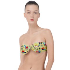 Seamless Pattern Vector Industrial Vehicle Cartoon Classic Bandeau Bikini Top  by Jancukart