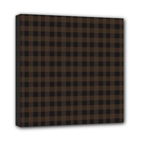 Brown And Black Small Plaids Mini Canvas 8  X 8  (stretched) by ConteMonfrey