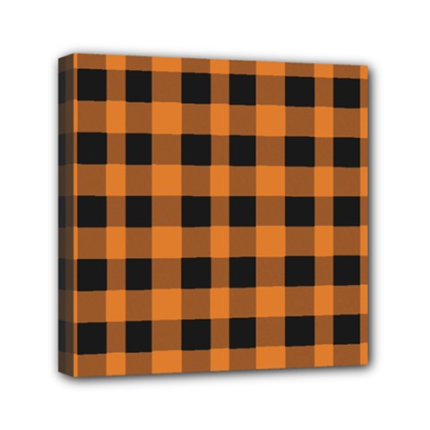 Orange Black Halloween Inspired Plaids Mini Canvas 6  X 6  (stretched) by ConteMonfrey