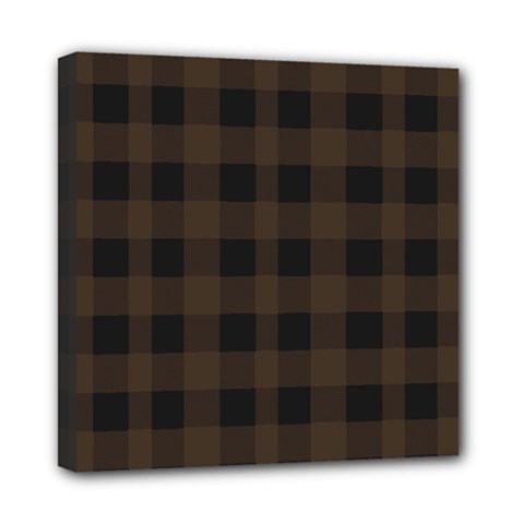 Brown And Black Plaids Mini Canvas 8  X 8  (stretched) by ConteMonfrey