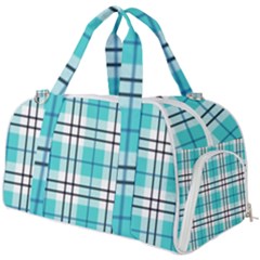 Black, White And Blue Turquoise Plaids Burner Gym Duffel Bag by ConteMonfrey