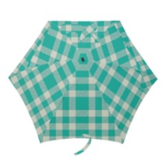 Turquoise Plaids Mini Folding Umbrellas by ConteMonfrey
