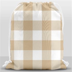 Clean Brown And White Plaids Drawstring Bag (large) by ConteMonfrey