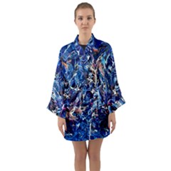 Cobalt Delta Long Sleeve Satin Kimono by kaleidomarblingart