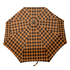 Orange Black Small Plaids Folding Umbrellas by ConteMonfrey