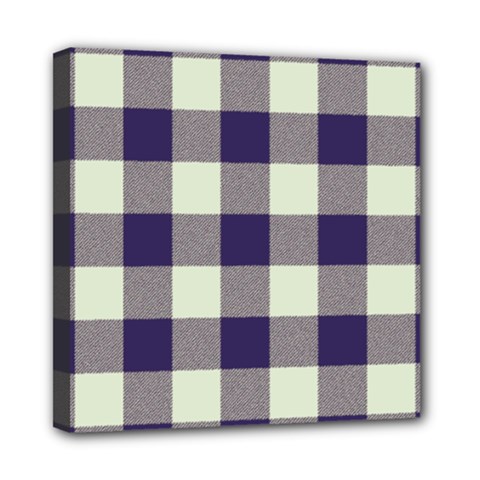 Blue Purple And White Plaids Mini Canvas 8  X 8  (stretched) by ConteMonfrey