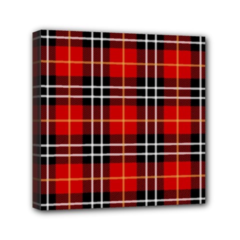 Black, White And Red Classic Plaids Mini Canvas 6  X 6  (stretched) by ConteMonfrey