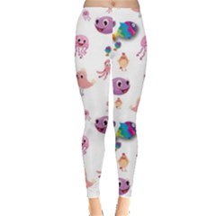 Fish Squid Bird Jellyfish Chicken Leggings  by Wegoenart