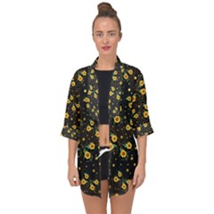 Nature Pattern Texture Flower Wing Open Front Chiffon Kimono by Wegoenart