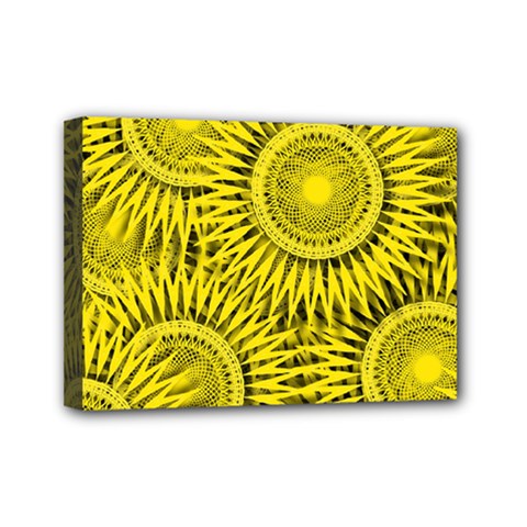 Yellow Abstract Sun Pattern Background Mini Canvas 7  X 5  (stretched) by Wegoenart