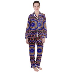 Mandala Kaleidoscope Background Satin Long Sleeve Pajamas Set by Wegoenart