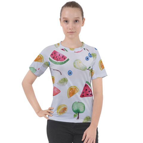 Fruit Summer Vitamin Watercolor Women s Sport Raglan Tee by Wegoenart