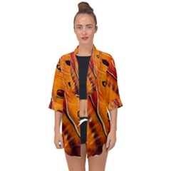 Orange Leaves Nature Pattern Open Front Chiffon Kimono by Wegoenart