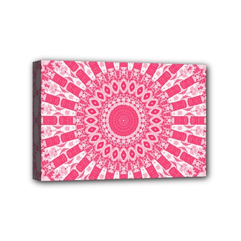 Mandala Pink Abstract Mini Canvas 6  X 4  (stretched) by Wegoenart