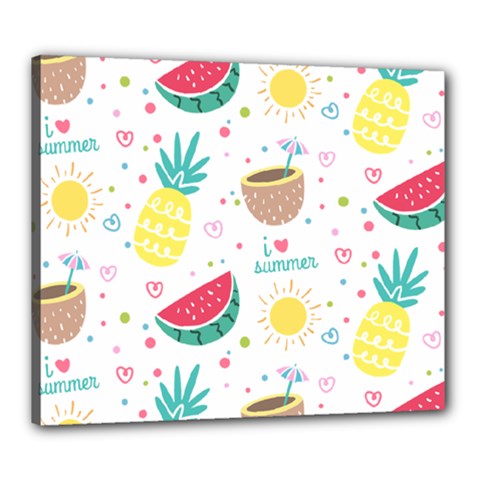 Pineapple And Watermelon Summer Fruit Canvas 24  X 20  (stretched) by Jancukart
