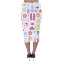 Flamingo Bird Nature Illustration Summer Beach Velvet Midi Pencil Skirt View2