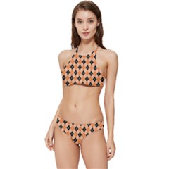 Halloween Inspired Black Orange Diagonal Plaids Banded Triangle Bikini Set by ConteMonfrey