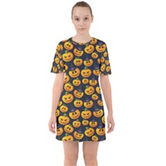 Jack O Lantern  Sixties Short Sleeve Mini Dress by ConteMonfrey
