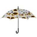 Nature Honeybee Sunflower Leaves Leaf Seamless Background Hook Handle Umbrellas (Medium) View3