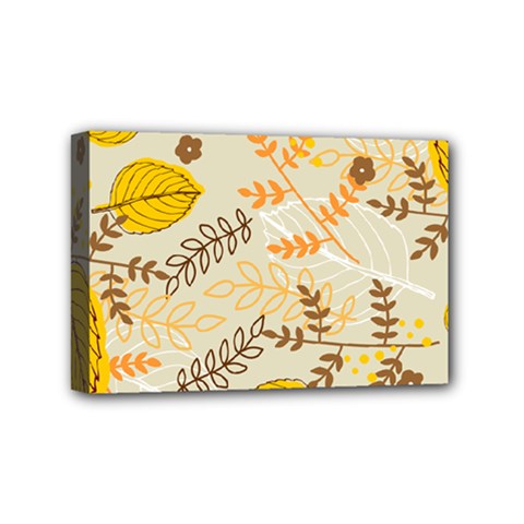 Leaves Flowers Background Wallpaper Mini Canvas 6  X 4  (stretched) by Ravend