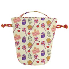 Cupcake Pattern Lollipop Drawstring Bucket Bag by Ravend