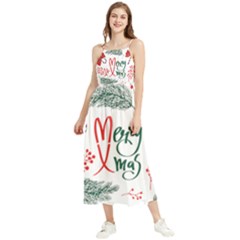 Merry Xmas Seamless Christmas Pattern Boho Sleeveless Summer Dress by danenraven