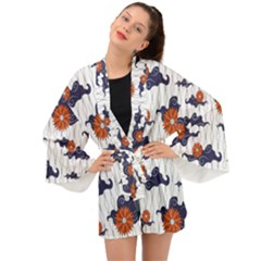 Blue And White Pottery Pattern Long Sleeve Kimono by danenraven