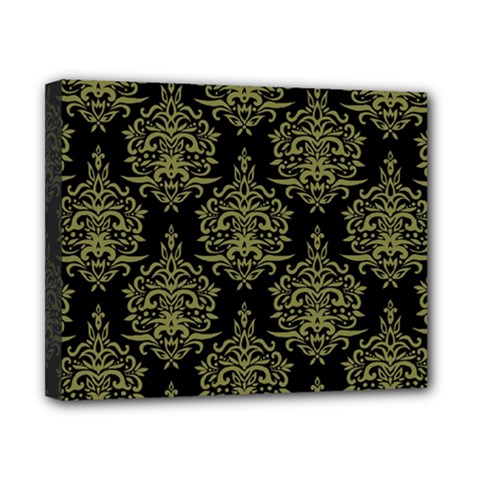 Black And Green Ornament Damask Vintage Canvas 10  X 8  (stretched) by ConteMonfrey