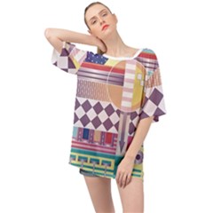 Abstract Shapes Colors Gradient Oversized Chiffon Top by Wegoenart