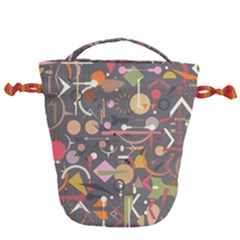 Illustration Shape Tribal Pattern Round Drawstring Bucket Bag by Wegoenart