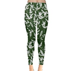 Leaves Pattern Wallpaper Watercolor Leggings  by Wegoenart