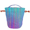 Blue Magenta Speckles Line Drawstring Bucket Bag View1