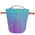 Blue Magenta Speckles Line Drawstring Bucket Bag View2