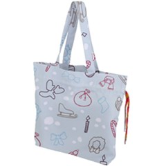 Winter Pattern Background Element Drawstring Tote Bag by Ravend