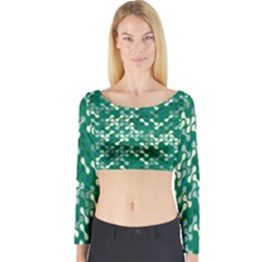 Patterns Fabric Design Surface Long Sleeve Crop Top by Ravend