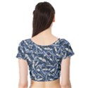 Butterflies Motif Collage Pattern Short Sleeve Crop Top View2