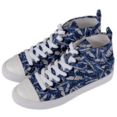Butterflies Motif Collage Pattern Women s Mid-top Canvas Sneakers by dflcprintsclothing