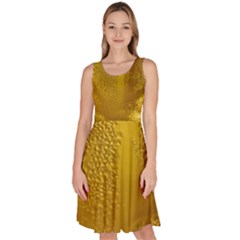 Beer Drink Glass Yellow Cup Bar Knee Length Skater Dress With Pockets by Wegoenart