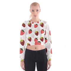 Strawberry Pattern Background Cropped Sweatshirt by Wegoenart
