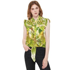 Pear Fruit Tree Organic Pattern Frill Detail Shirt by Wegoenart