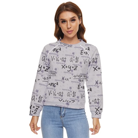 Pattern Wallpaper Math Formula Albert Einstein Women s Long Sleeve Raglan Tee by danenraven
