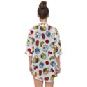 Illustration Vector Fruit Animal Cartoon Pattern Open Front Chiffon Kimono View2