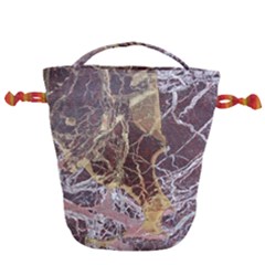 Marble Pattern Texture Rock Stone Surface Tile Drawstring Bucket Bag by Ravend