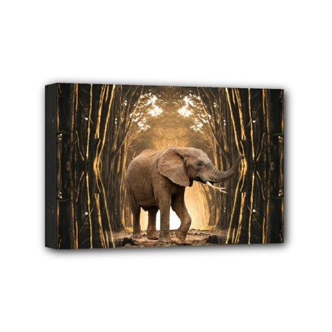 Sculpture Travel Outdoor Nature Elephant Mini Canvas 6  X 4  (stretched) by Wegoenart
