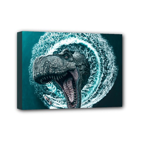 Dinosaur Sea Boat Fantasy Mini Canvas 7  X 5  (stretched) by Wegoenart