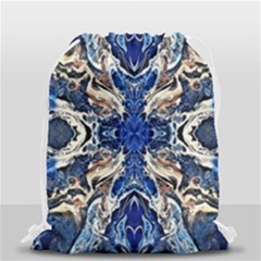 Gold On Cobalt Drawstring Bag (small) by kaleidomarblingart