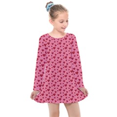 Cute Little Hearts Kids  Long Sleeve Dress by ConteMonfrey