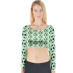 Pattern Ball Soccer Background Long Sleeve Crop Top by Wegoenart
